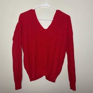 Red sweater with tie up back